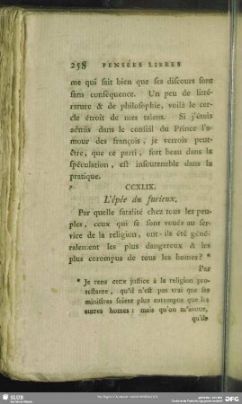 CCXLIX. L' épée du furieux