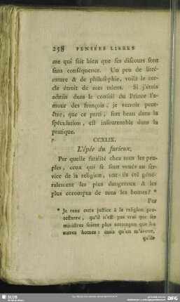 CCXLIX. L' épée du furieux