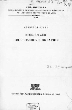 Studien zur griechischen Biographie