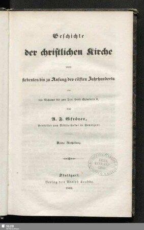 Bd. 3, Abth. 3: Allgemeine Kirchengeschichte