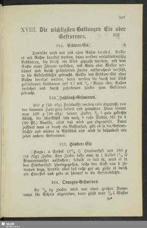 XVIII. Die wichtigsten Gattungen Eis oder Gefrorenes