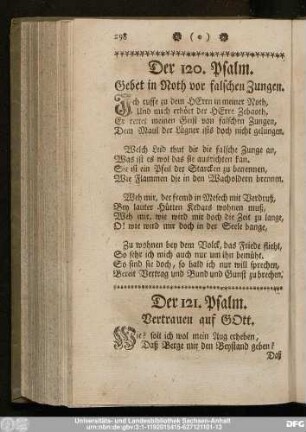 Der 120. Psalm. Gebet in Noth vor falschen Zungen.