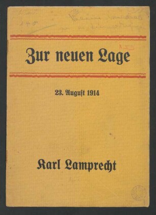 Zur neuen Lage : Vortrag, gehalten in Leipzig am 23. August 1914
