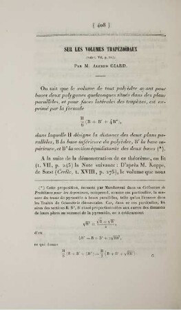 Sur les volumes trapézoidaux.