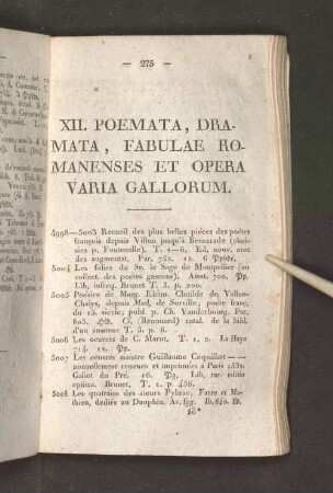 XII. Poemata, Dramata, Fabulae Romanenses Et Opera Varia Gallorum.