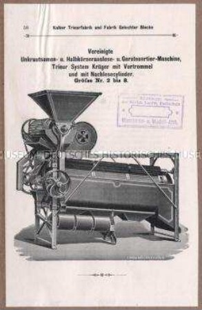 Unkrautsamen- und Halbkörnerauslese- und Gerstesortier-Maschine mit Vortrommel und Nachlesezylinder