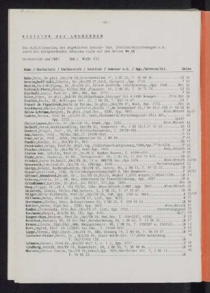 Register der Lehrenden