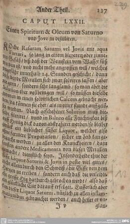 CAPUT LXXII. Einen Spiritum & Oleum von Saturno und Jove zu distilliren.
