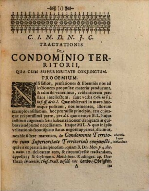 Tractatio Inauguralis De Condominio territorii, Quà cum superioritate conjunctum