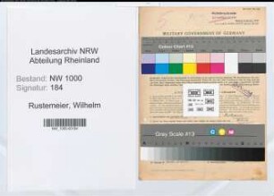 Entnazifizierung Wilhelm Rustemeier, geb. 08.09.1901 (Angest.)