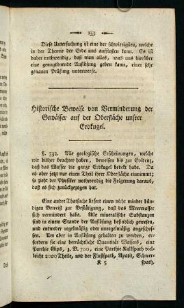 153-188, Historische Beweise von Verminderung der Gewässer auf der Oberfläche unsrer Erdkugel