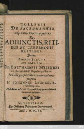 14: De Adiunctis, Ritibus Ac Ceremoniis Baptismi