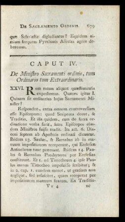 Caput IV. De Ministro Sacramenti ordinis, tum Ordinario tum Extraordinario