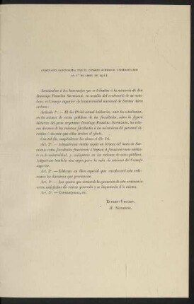 Ordenanza sancionada por el consejo superior universitario