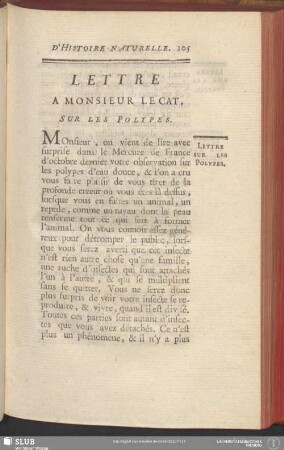 Lettre A Monsieur Le Cat, Sur Les Polypes
