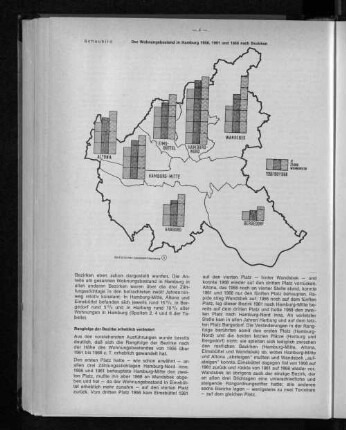 Schaubild: Der Wohnungsbestand in Hamburg 1956, 1961 und 1968 nach Bezirken