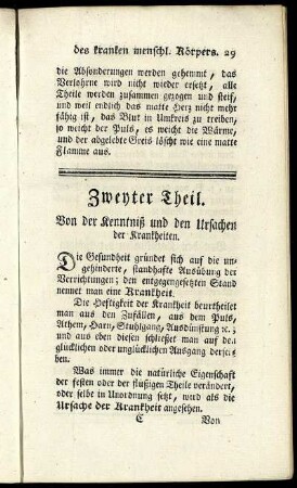 Zweyter Theil. Von der Kenntniß und den Ursachen der Krankheiten.