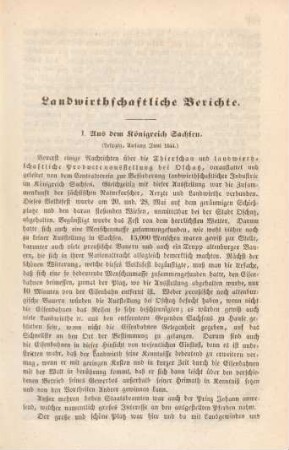 Landwirthschaftliche Berichte.