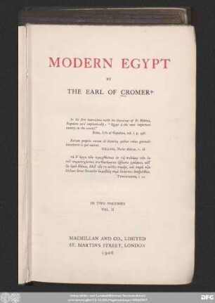 Vol. 2: Modern Egypt : in two volumes
