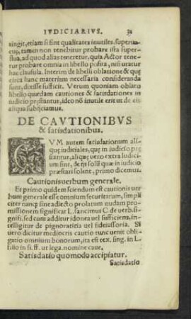 De Cautionibus & satisdationibus.