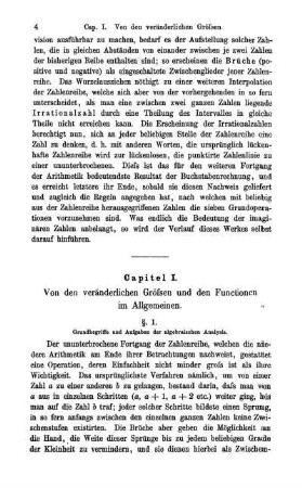 Capitel I. Von den veränderlichen Grössen und Funktionen im Allgemeinen.
