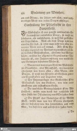 Eintheilung der Philosophie in ihre Haupttheile