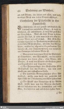 Eintheilung der Philosophie in ihre Haupttheile