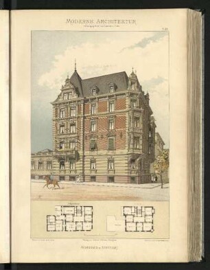 Wohnhaus in Stuttgart. Wittmann & Stahl, Architekten. Grundriss Erdgeschoss u. 1. Stock