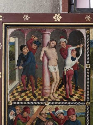 Passionsaltar — Passion und Auferstehung Christi — Kreuzigung Christi — Geißelung Christi