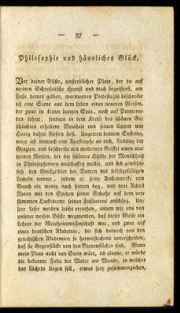 Philosophie und häusliches Glück.