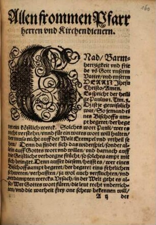 Agend Büchlein, Für die Pfarrherrn auff dem Land