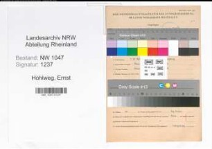 Entnazifizierung Ernst Hohlweg , geb. 01.10.1902 (Angestellter)