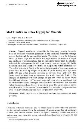 Model studies on redox logging for minerals