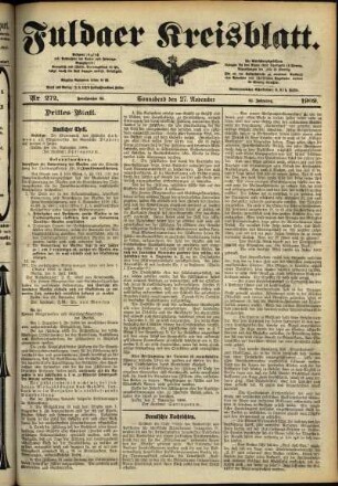 Dritte Ausgabe vom Samstag, den 27. November 1909.