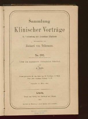Ueber den sogenannten chirurgischen Scharlach