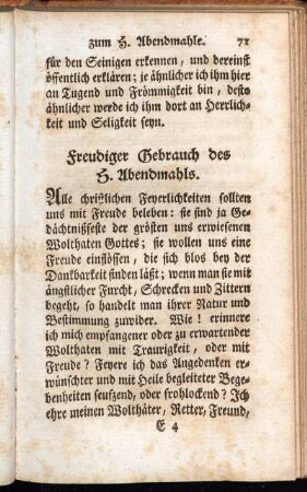 Freudiger Gebrauch des H. Abendmahls.