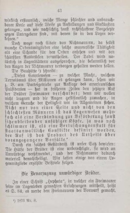 Die Bevorzugung unwürdiger Brüder.