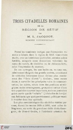 Sér. 4: Trois citadelles romaines de la région de Sétif
