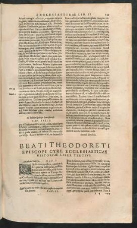 Beati Theodoreti Episcopi Cyri, Ecclesiasticae Historiae Liber Tertius.