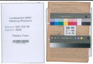 Entnazifizierung Franz Pietzka , geb. 03.12.1893 (Inspektor)