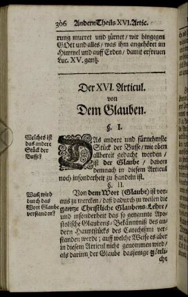 Der XVI. Articul. von Dem Glauben