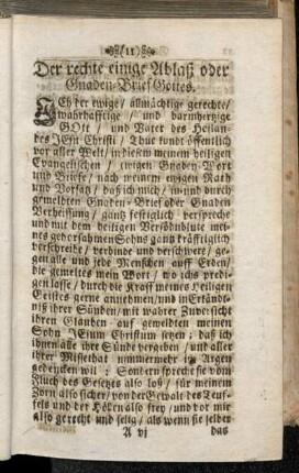 Der rechte einige Ablaß oder Gnaden-Brief Gottes.