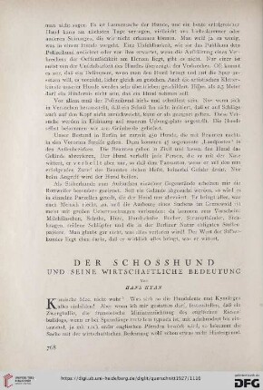 7: Der Schlosshund und seine wirtschaftliche Bedeutung
