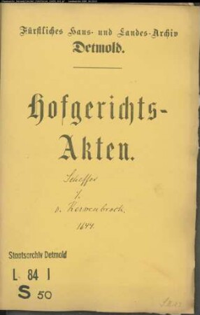 Scheffer, Bartold gegen Franz Christoph von Kerssenbrock zu Wierborn - Schuldforderung