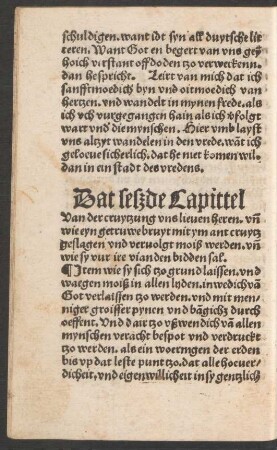 Dat seßde Capittel Van der cruytzung uns lieven heren ...