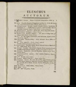 Elenchus auctorum.