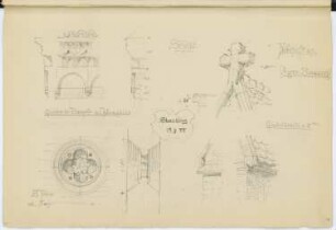 St. Peter, Straubing: Details, Details Friedhofskapelle (aus: Skizzen- und Fotoalbum 2)