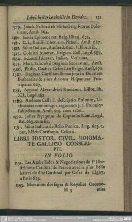 Libri Histor. Civil. Idiomate Gallico Conscripti