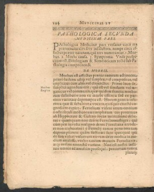 Pathologia Secunda Medicinae Pars.