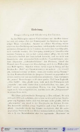 Einleitung: Fragestellung und Gliederung des Ganzen